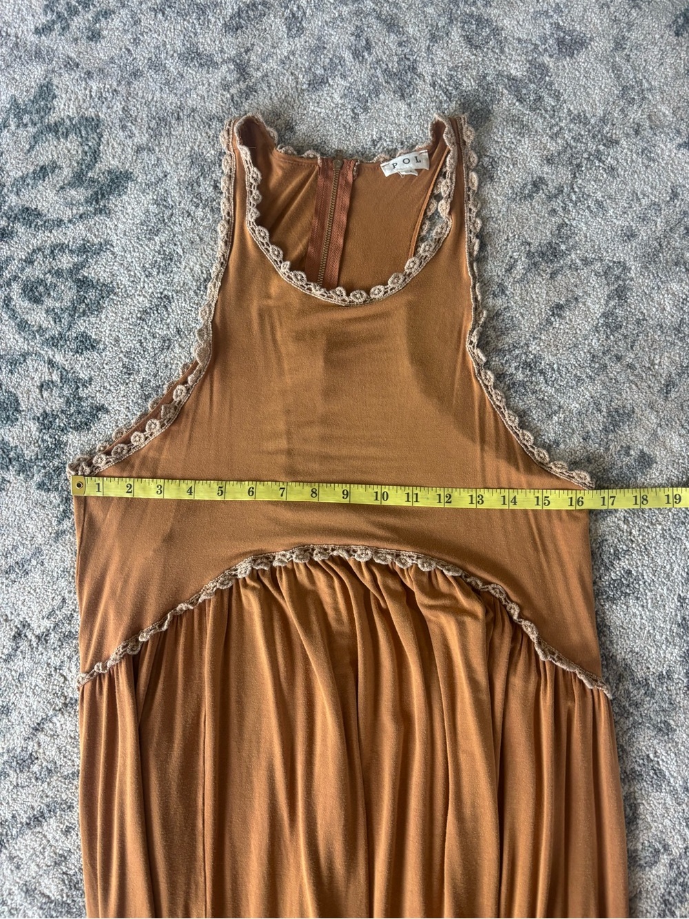 Women’s Maxi Dress in Mustard with Lace Trim - Picture 6 of 8